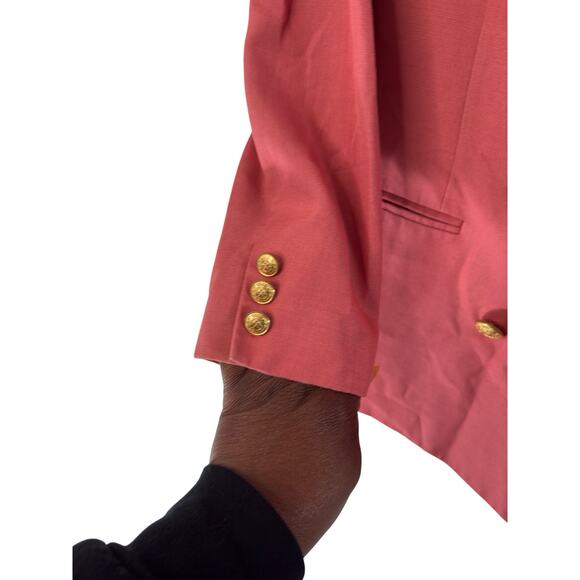 Talbots Blazer Pink Double Breasted Gold Button Vintage Office Work Size 6 - Picture 9 of 14